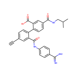 C#Cc1ccc(-c2ccc(C(=O)NCC(C)C)cc2C(=O)O)c(C(=O)Nc2ccc(C(=N)N)cc2)c1 ZINC000045496301