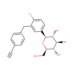 C#Cc1ccc(Cc2cc([C@@H]3O[C@H](CO)[C@@H](O)[C@H](O)[C@H]3O)ccc2Cl)cc1 ZINC000034837516