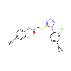 C#Cc1ccc(NC(=O)CSc2nnnn2-c2ccc(C3CC3)cc2Cl)c(Cl)c1 ZINC000028823598