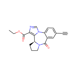 C#Cc1ccc2c(c1)C(=O)N1CCC[C@H]1c1c(C(=O)OCC)ncn1-2 ZINC000013781508