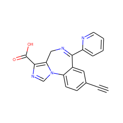 C#Cc1ccc2c(c1)C(c1ccccn1)=NCc1c(C(=O)O)ncn1-2 ZINC000095589034