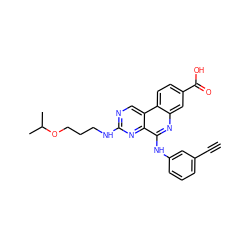 C#Cc1cccc(Nc2nc3cc(C(=O)O)ccc3c3cnc(NCCCOC(C)C)nc23)c1 ZINC000167453731