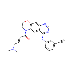 C#Cc1cccc(Nc2ncnc3cc4c(cc23)N(C(=O)/C=C/CN(C)C)CCO4)c1 ZINC000103270767