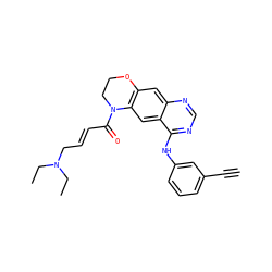 C#Cc1cccc(Nc2ncnc3cc4c(cc23)N(C(=O)/C=C/CN(CC)CC)CCO4)c1 ZINC000103270760
