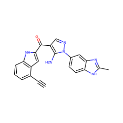 C#Cc1cccc2[nH]c(C(=O)c3cnn(-c4ccc5[nH]c(C)nc5c4)c3N)cc12 ZINC000150157610