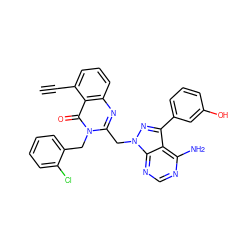 C#Cc1cccc2nc(Cn3nc(-c4cccc(O)c4)c4c(N)ncnc43)n(Cc3ccccc3Cl)c(=O)c12 ZINC000068267347