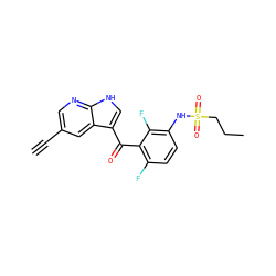 C#Cc1cnc2[nH]cc(C(=O)c3c(F)ccc(NS(=O)(=O)CCC)c3F)c2c1 ZINC000113506029