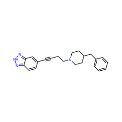 C(#Cc1ccc2n[nH]nc2c1)CCN1CCC(Cc2ccccc2)CC1 ZINC000013813162