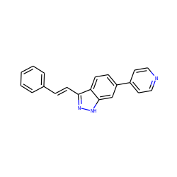 C(=C/c1n[nH]c2cc(-c3ccncc3)ccc12)\c1ccccc1 ZINC000167175842