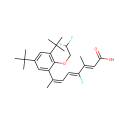 C/C(=C/C=C(F)/C(C)=C/C(=O)O)c1cc(C(C)(C)C)cc(C(C)(C)C)c1OCC(F)F ZINC000013539340