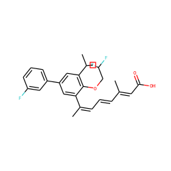 C/C(=C/C=C/C(C)=C/C(=O)O)c1cc(-c2cccc(F)c2)cc(C(C)C)c1OCC(F)F ZINC000013587537