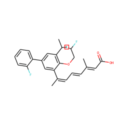 C/C(=C/C=C/C(C)=C/C(=O)O)c1cc(-c2ccccc2F)cc(C(C)C)c1OCC(F)F ZINC000013587536