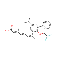 C/C(=C/C=C/C(C)=C/C(=O)O)c1cc(C(C)C)cc(-c2ccccc2)c1OCC(F)F ZINC000013587545