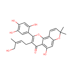 C/C(=C/Cc1c(-c2cc(O)c(O)cc2O)oc2c3c(cc(O)c2c1=O)OC(C)(C)C=C3)CO ZINC000013373235