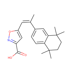 C/C(=C/c1cc(C(=O)O)no1)c1ccc2c(c1)C(C)(C)CCC2(C)C ZINC000013557578