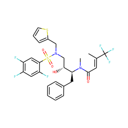 C/C(=C\C(=O)N(C)[C@@H](Cc1ccccc1)[C@H](O)CN(Cc1cccs1)S(=O)(=O)c1cc(F)c(F)cc1F)C(F)(F)F ZINC000042875612