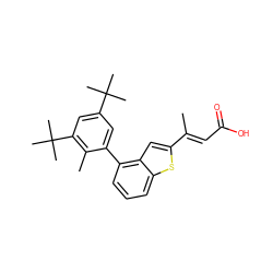 C/C(=C\C(=O)O)c1cc2c(-c3cc(C(C)(C)C)cc(C(C)(C)C)c3C)cccc2s1 ZINC000029392432