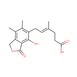 C/C(=C\Cc1c(C)c(C)c2c(c1O)C(=O)OC2)CCC(=O)O ZINC000000006452