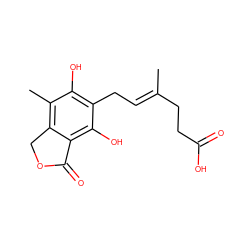 C/C(=C\Cc1c(O)c(C)c2c(c1O)C(=O)OC2)CCC(=O)O ZINC000013759728