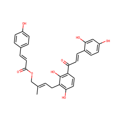 C/C(=C\Cc1c(O)ccc(C(=O)/C=C/c2ccc(O)cc2O)c1O)COC(=O)/C=C/c1ccc(O)cc1 ZINC000038404853