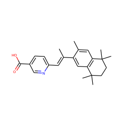 C/C(=C\c1ccc(C(=O)O)cn1)c1cc2c(cc1C)C(C)(C)CCC2(C)C ZINC000013742306