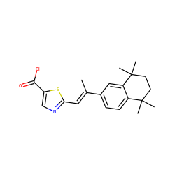 C/C(=C\c1ncc(C(=O)O)s1)c1ccc2c(c1)C(C)(C)CCC2(C)C ZINC000026657237