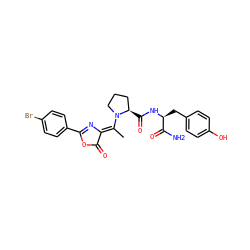 C/C(=C1/N=C(c2ccc(Br)cc2)OC1=O)N1CCC[C@H]1C(=O)N[C@@H](Cc1ccc(O)cc1)C(N)=O ZINC000029555238