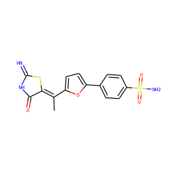 C/C(=C1/SC(=N)NC1=O)c1ccc(-c2ccc(S(N)(=O)=O)cc2)o1 ZINC000014963253