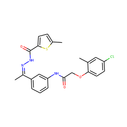 C/C(=N/NC(=O)c1ccc(C)s1)c1cccc(NC(=O)COc2ccc(Cl)cc2C)c1 ZINC000013108563