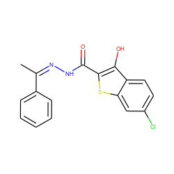 C/C(=N/NC(=O)c1sc2cc(Cl)ccc2c1O)c1ccccc1 ZINC000084722628