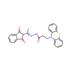 C/C(=N\NC(=O)CCN1c2ccccc2Sc2ccccc21)C1C(=O)c2ccccc2C1=O ZINC000095577829