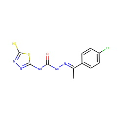 C/C(=N\NC(=O)Nc1nnc(S)s1)c1ccc(Cl)cc1 ZINC000028863656