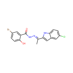 C/C(=N\NC(=O)c1cc(Br)ccc1O)c1cc2cc(Cl)ccc2[nH]1 ZINC000095564148