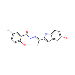 C/C(=N\NC(=O)c1cc(Br)ccc1O)c1cc2cc(O)ccc2[nH]1 ZINC000095560266