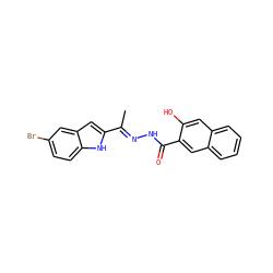 C/C(=N\NC(=O)c1cc2ccccc2cc1O)c1cc2cc(Br)ccc2[nH]1 ZINC000095563806