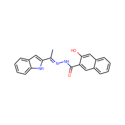 C/C(=N\NC(=O)c1cc2ccccc2cc1O)c1cc2ccccc2[nH]1 ZINC000095558853