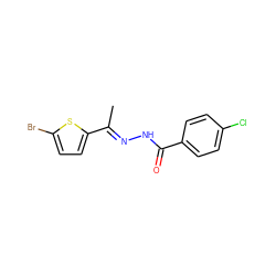C/C(=N\NC(=O)c1ccc(Cl)cc1)c1ccc(Br)s1 ZINC000004567989