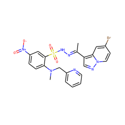 C/C(=N\NS(=O)(=O)c1cc([N+](=O)[O-])ccc1N(C)Cc1ccccn1)c1cnn2ccc(Br)cc12 ZINC000139069334