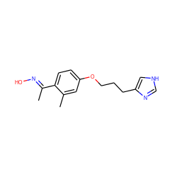 C/C(=N\O)c1ccc(OCCCc2c[nH]cn2)cc1C ZINC000013813137