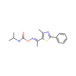 C/C(=N\OC(=O)NC(C)C)c1sc(-c2ccccc2)nc1C ZINC000004050447