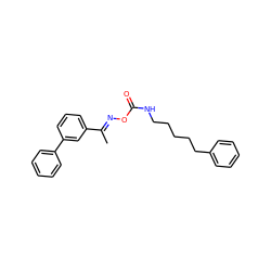 C/C(=N\OC(=O)NCCCCCc1ccccc1)c1cccc(-c2ccccc2)c1 ZINC000058520083