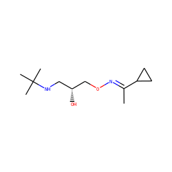 C/C(=N\OC[C@H](O)CNC(C)(C)C)C1CC1 ZINC000004213222