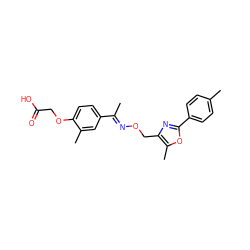 C/C(=N\OCc1nc(-c2ccc(C)cc2)oc1C)c1ccc(OCC(=O)O)c(C)c1 ZINC000066166629