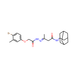 C/C(CC(=O)NC12CC3CC(CC(C3)C1)C2)=N\NC(=O)COc1ccc(Br)c(C)c1 ZINC000008442939