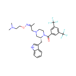 C/C(CN1CCN(C(=O)c2cc(C(F)(F)F)cc(C(F)(F)F)c2)[C@H](Cc2c[nH]c3ccccc23)C1)=N/OCCN(C)C ZINC000028570344