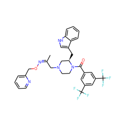 C/C(CN1CCN(C(=O)c2cc(C(F)(F)F)cc(C(F)(F)F)c2)[C@H](Cc2c[nH]c3ccccc23)C1)=N/OCc1ccccn1 ZINC000101152645