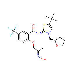 C/C(COc1ccc(C(F)(F)F)cc1C(=O)/N=c1\sc(C(C)(C)C)cn1C[C@H]1CCCO1)=N\O ZINC000141426755