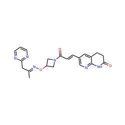 C/C(Cc1ncccn1)=N\OC1CN(C(=O)/C=C/c2cnc3c(c2)CCC(=O)N3)C1 ZINC000169707524