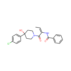 C/C=C(/NC(=O)c1ccccc1)C(=O)N1CCC(O)(c2ccc(Cl)cc2)CC1 ZINC000095578508