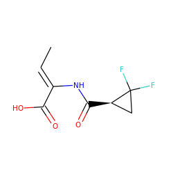 C/C=C(\NC(=O)[C@@H]1CC1(F)F)C(=O)O ZINC000026022747